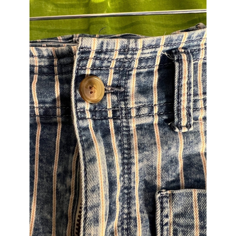 American Eagle Shorts Women's Size 00 Hi-Rise Blue White Peach/Tan Stripe Shorts - Picture 4 of 12